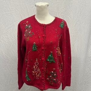 True Vintage Knit Red Grandma Christmas Sweater